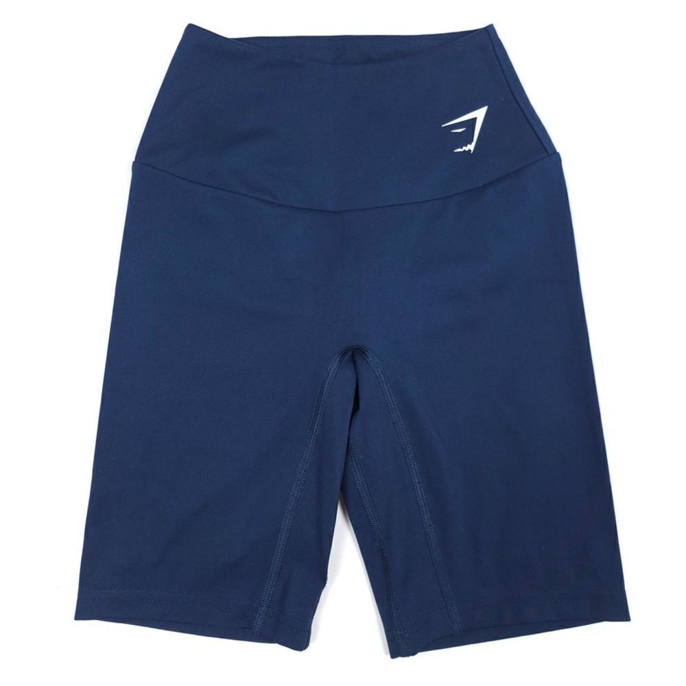 GYMSHARK Training Cycling Shorts High Waisted Bike Short Navy Blue XS Athleisure